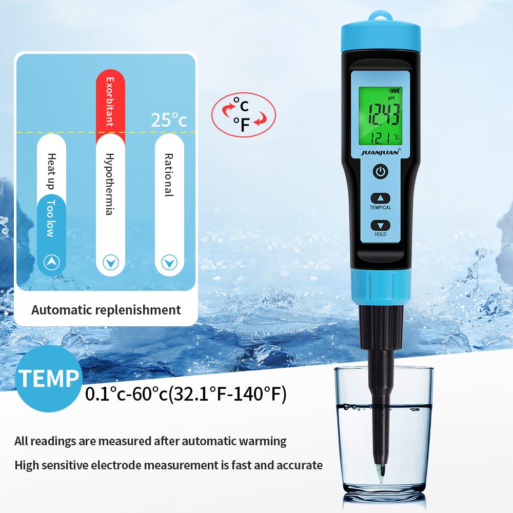 Digital LCD Food PH Meter Portable Dough PH Tester Temp Acidity Tester with Backlight for Cosmetic Food Cheese Meat Fruit
