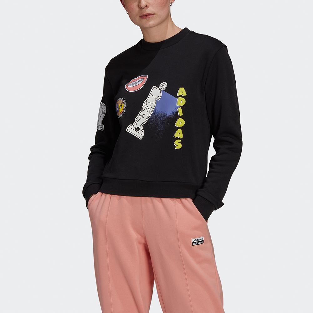 Adidas Originals Fakten Sweatshirt Sweatshirts Women's Black Crew Neck Moderate Other GN4376