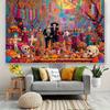2D Mexican Festival Backdrop, Skeleton Family Party Background Cloth