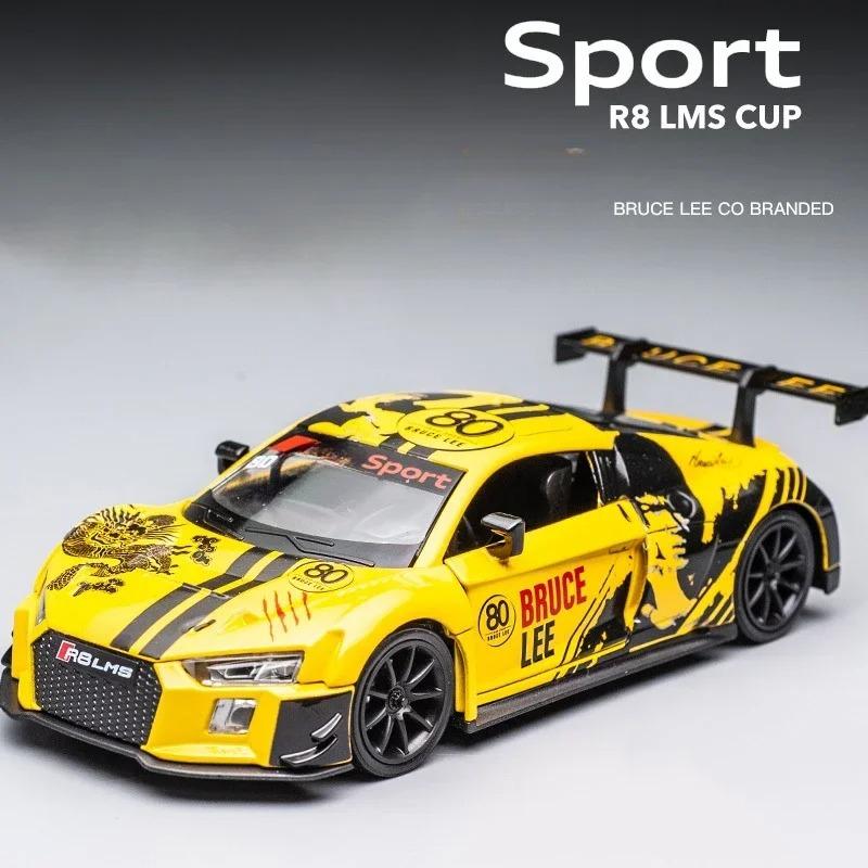 1/32 Scale Sport R8 LMS CUP Alloy Metal Vehicles Die Cast Toy Vehicles Sound and Light Collection Childrens Birthday Toy Gifts