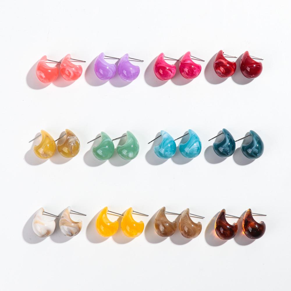 9Pairs Multicolour Acrylic Chunky Water Drop Earring Dupes for Women Retro Resin Small Dome Earring Fashion Jewelry Set Gifts