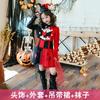 Halloween Kids Costume Girls Circus Clown Harley Quinn Dress Set With Headband Jacket Skirt
