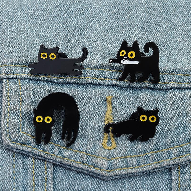 Japanese Cartoon Black Cat Series Alloy Brooch Metal Badge Lapel Pins Badges On Backpack Pines