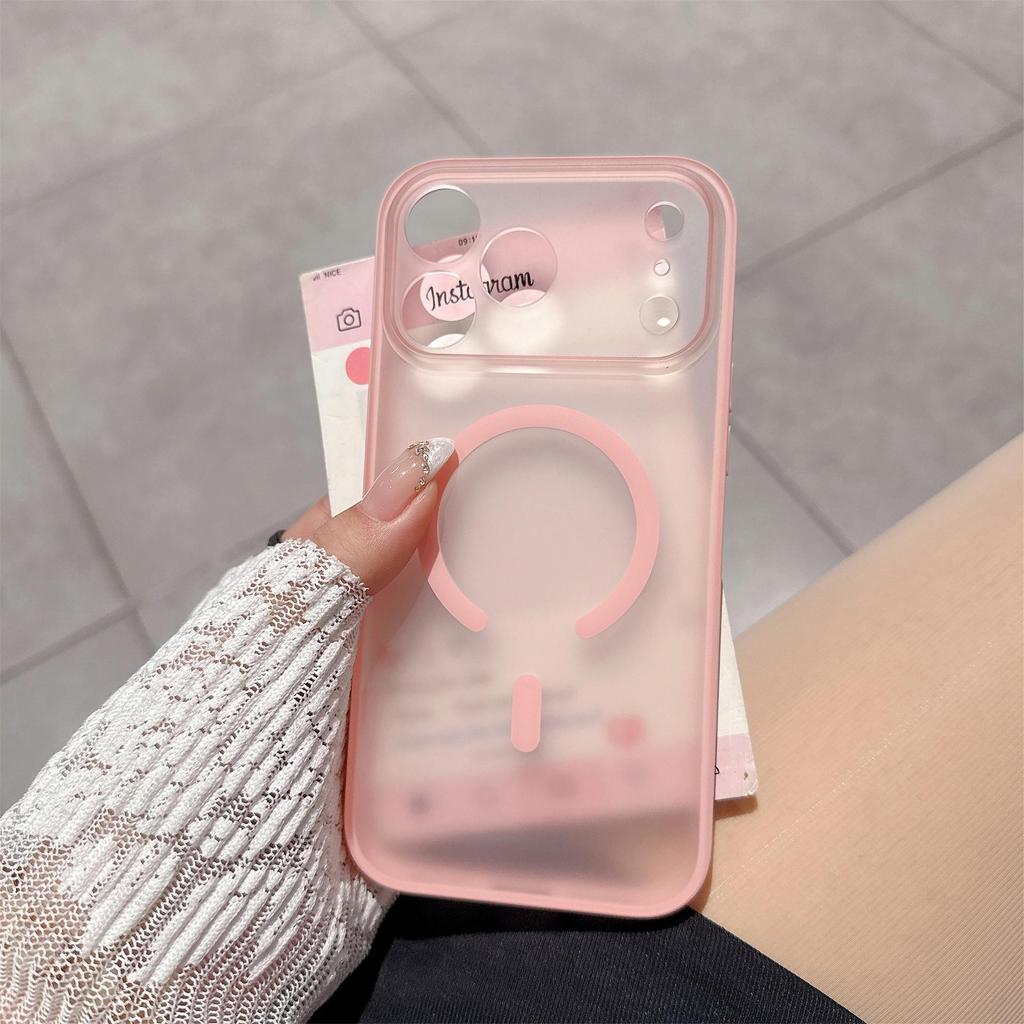 Frosted Magnetic AI Button Case for Apple 17romax, Skin Feel, Large Window, 16Pro Leather Texture