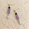Guochao Handmade Amethyst & Freshwater Pearl Tassel Earrings - Chinese Style