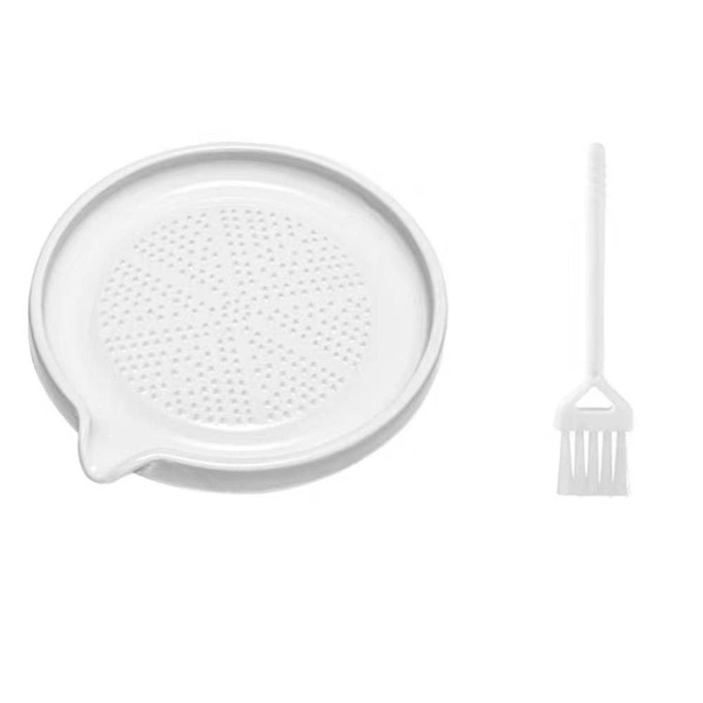 

with Brush Food Hand Grinder White Porcelain Grater Plate Kitchen Garlic Masher Fruits Processing Roud