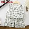 Baby Cartoon Sleeveless Vest And Shorts Summer Set For Toddler Boys And Girls