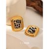 18k Gold Leopard Print Square Earrings - Stainless Steel, Fade-Resistant, Bold Titanium Design, Women's Fashion.