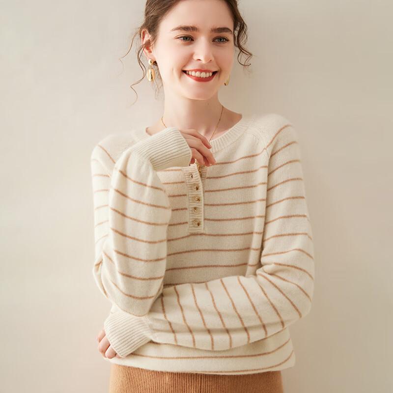 Fanzhen Women's Striped Cashmere Blend Sweater