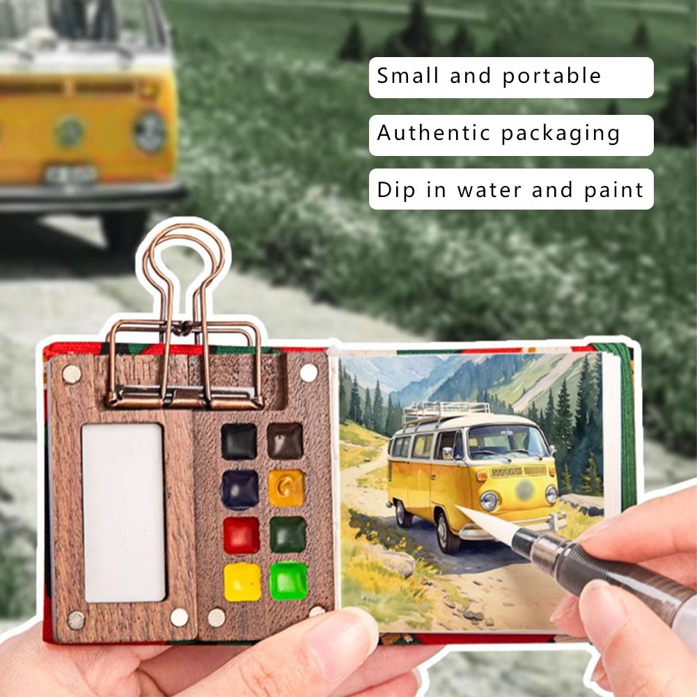8/15 Colors Portable Travel Gouache Palette Set Mini Walnut Paint Box Artist Gouache Paint Palette Sketchbook Art Supplies