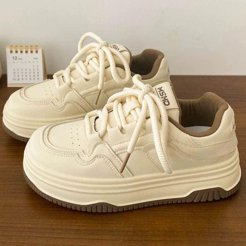 New sports shoes women's platform students versatile white shoes casual big head bread shoes board shoes