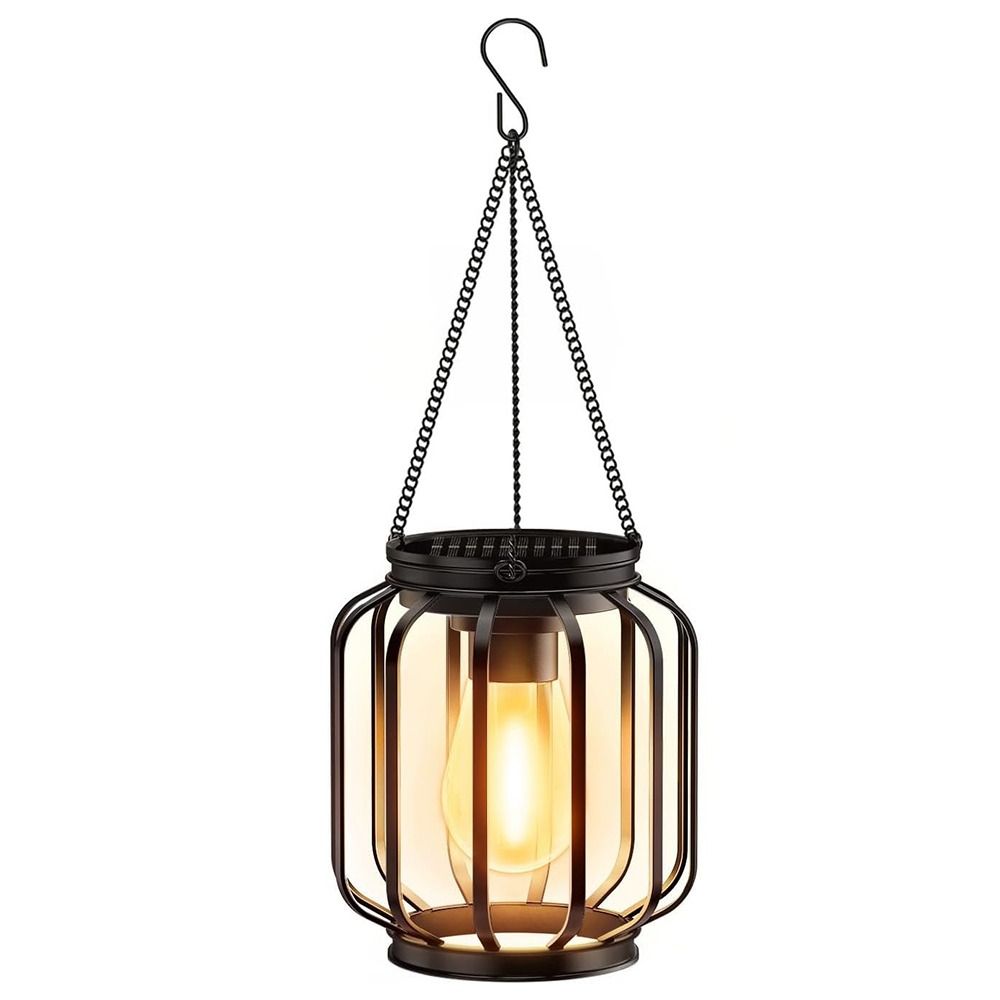 Waterproof Solar Lantern Lights Brighter Metal Solar-Powered Hanging Lanterns Durable Rechargeable Wireless Outdoor Lights