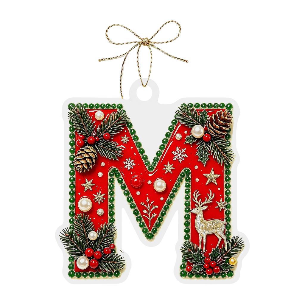 Christmas Themed Acrylic Letter Hanging Ornaments 26 PCS Decorations for Christmas Tree