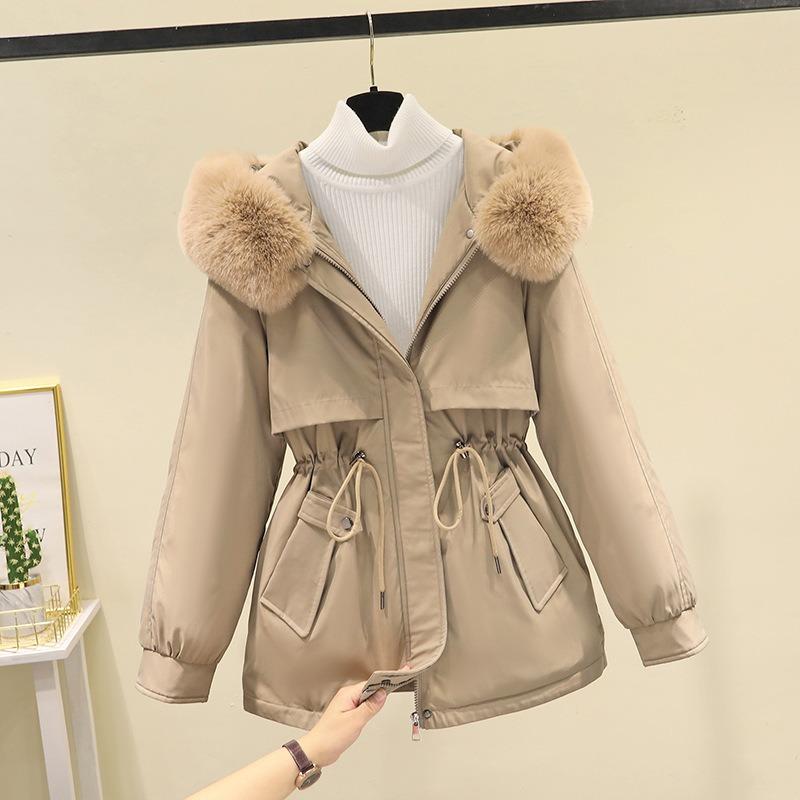 Pie Overcome Women's New Cotton-padded Clothes Loose and Thickened Cotton-padded Jackets Winter Big Fur Collar Short Cotton-padded Jackets