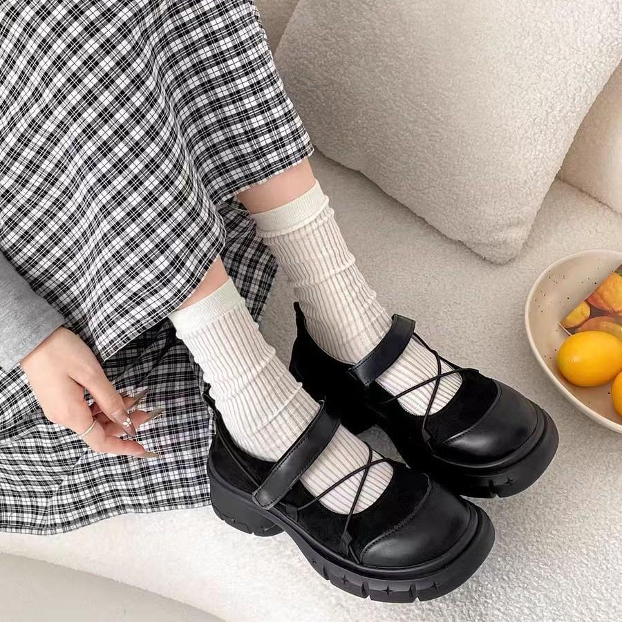 Big head Mary Jane single shoes women's 2025 summer and autumn new versatile height increase thick sole small man design sense small leather shoes