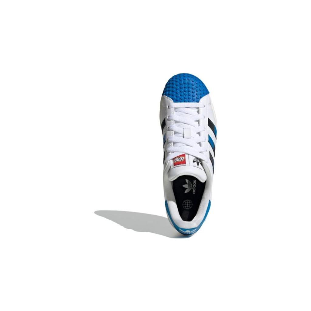 Adidas Lego X  Originals Superstar Comfortable Versatile Shock Absorbing Durable Low Top Kids Sneakers Kids Sneakers Black White Blue IF2909