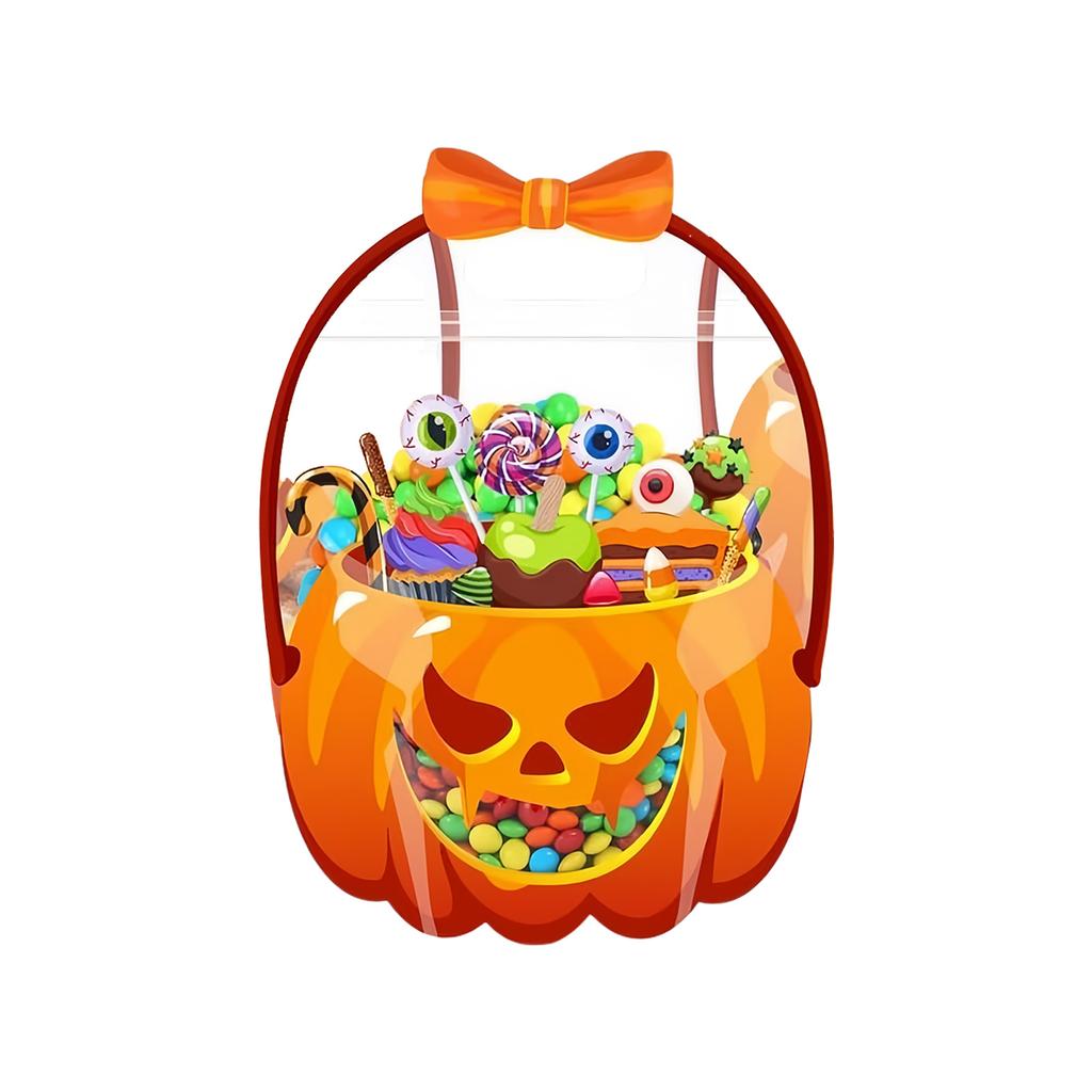 Halloween Pumpkin Candy Bucket Plastic Candy Container Trick Or Treating Baskets For Kids Trick Or Treating Supplies