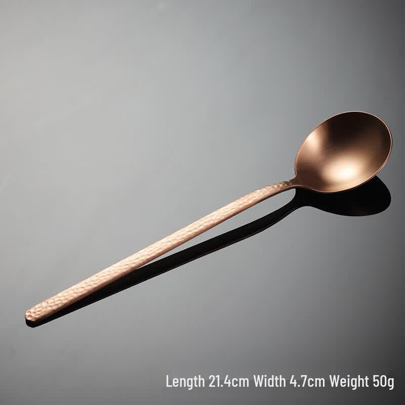 Qianxing Vintage Hammered Rose Gold Korean Spoon Set
