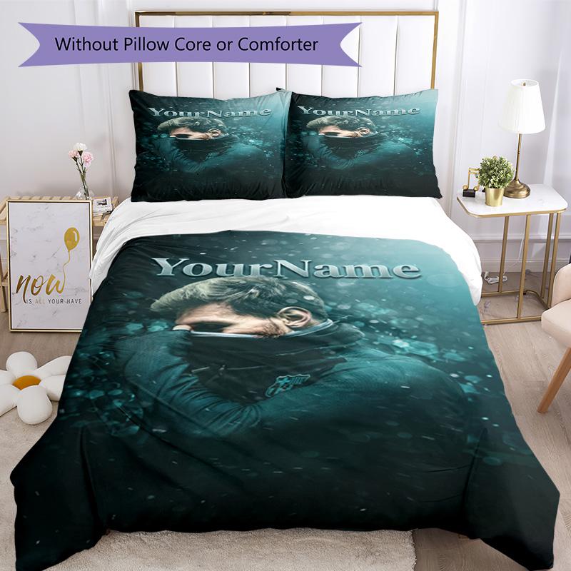 Messi 274 Customize your name Bedding Set Breathable Duvet Cover with Pillowcases Home Decoration Birthday Gift