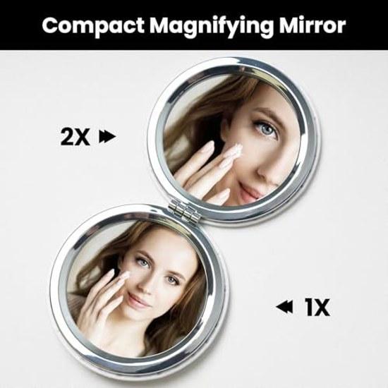 Portable Mirror Japanese Style Floral Pattern Round Lightweight Compact Ladies Easy Carry High-Definition Glass Makeup Travel Commuting Daily Use