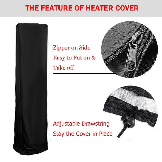 Patio Heater Cover, Outdoor Standing Square Heater Covers with Zipper Waterproof Windproof Thicker Oxford (Black, 87" H X 21" W X 24" D Inch)