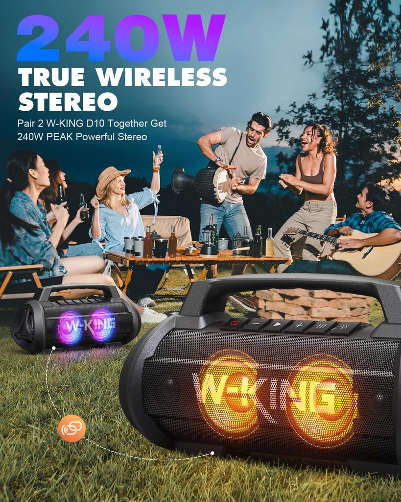 70W Bluetooth IPX6 Waterproof Dustproof Wireless High Portable Stereo Speaker Microphone 42 Hours Continuous Enhanced Bass Bluetooth TF Card (120W