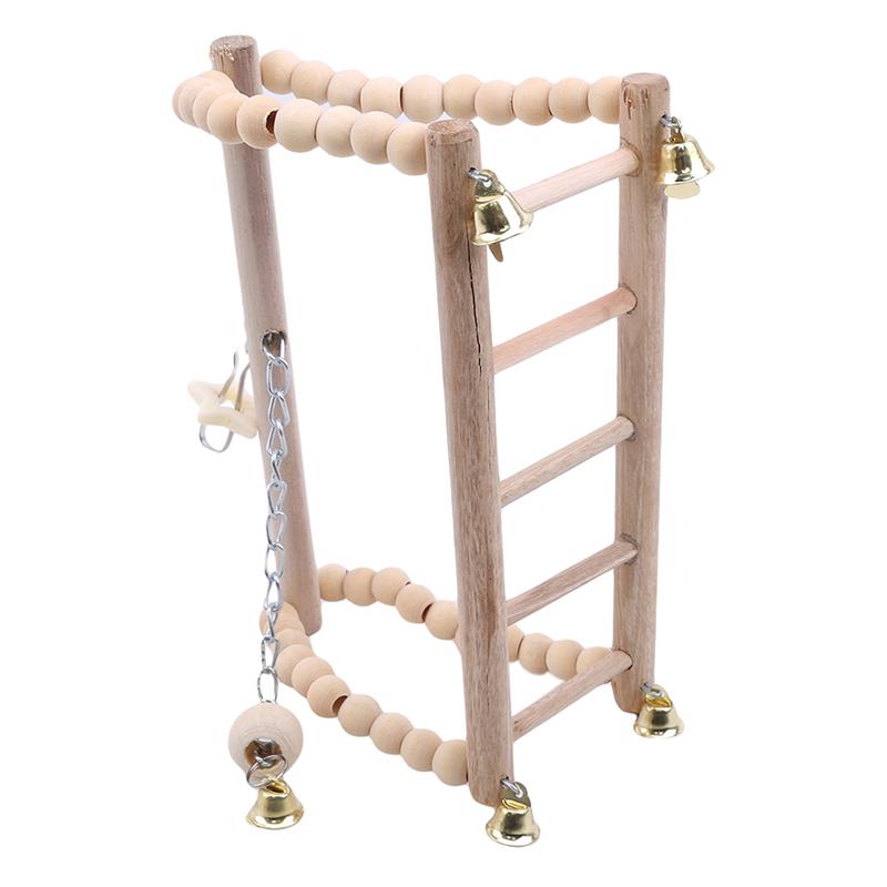 Fashion Wooden Color Creative Parrot Swing Suspension Stair Parrot Toy