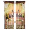 Hof Stadt Nacht Ansicht Tüll Vorhänge für Wohnzimmer Schlafzimmer Küche Dekor Transparent Chiffon Sheer Voile Fenster Vorhang