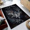Realistic Black Leopard Portrait Printed Flannel Rug Plush Soft Carpet For Living Room Bedroom Wildlife Animal Decor Artistic