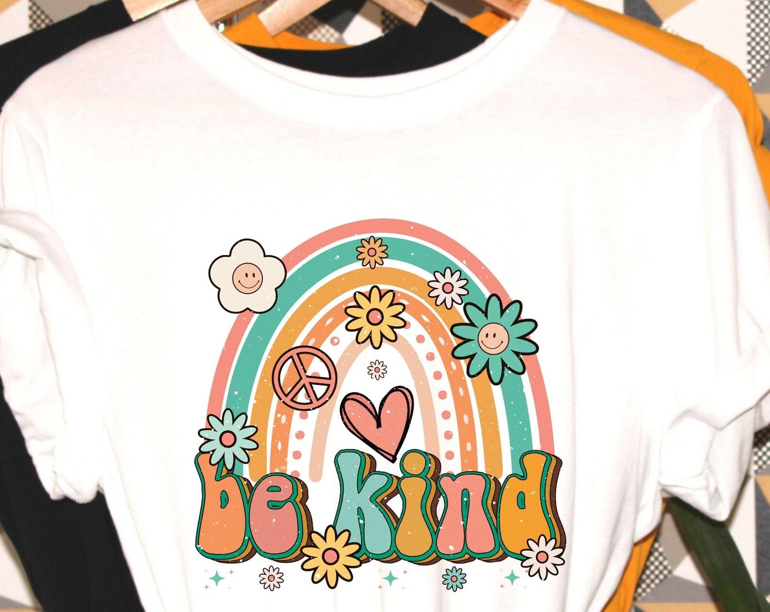 Be Kind, kindness tshirt, rainbow shirt, be kind shirt, teachers shirt, love shirt, retro tshirt, peace and love tee 3XL