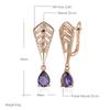 Shiny Purple Natural Zircon Drop Earrings For Women Trend  Rose Gold Color Bride Wedding Fine Jewelry Crystal Gift