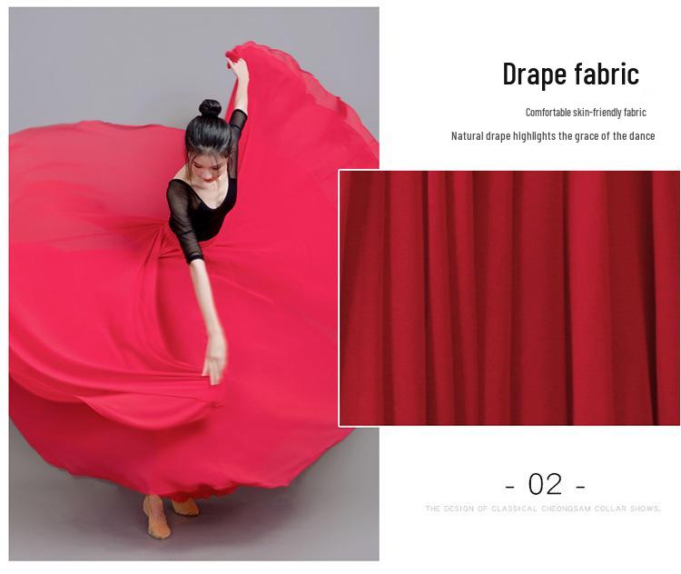 Agent 720° Double Layer Chiffon Dance Skirt for Women - Solid Color Long Midi Skirt