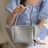 Dvojfarebná štvorcová mini taška obdĺžniková tote crossbody kožená telefónna strieborná taška cez rameno