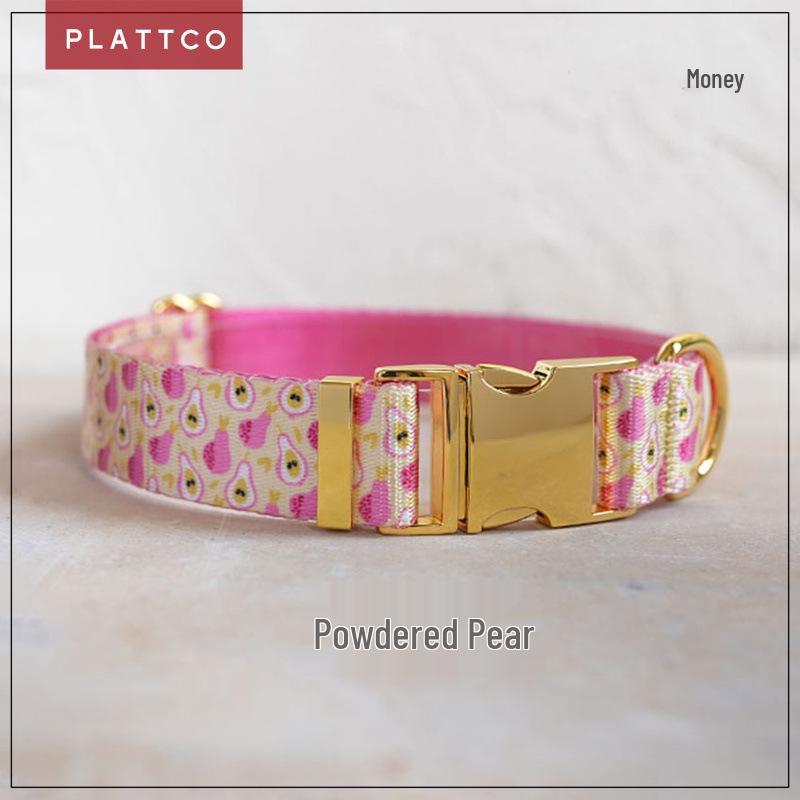 PLATTCO Sweet Pink Pear Print Nylon Pet Collar PDC368 XS (1.5cm x 23-30cm)