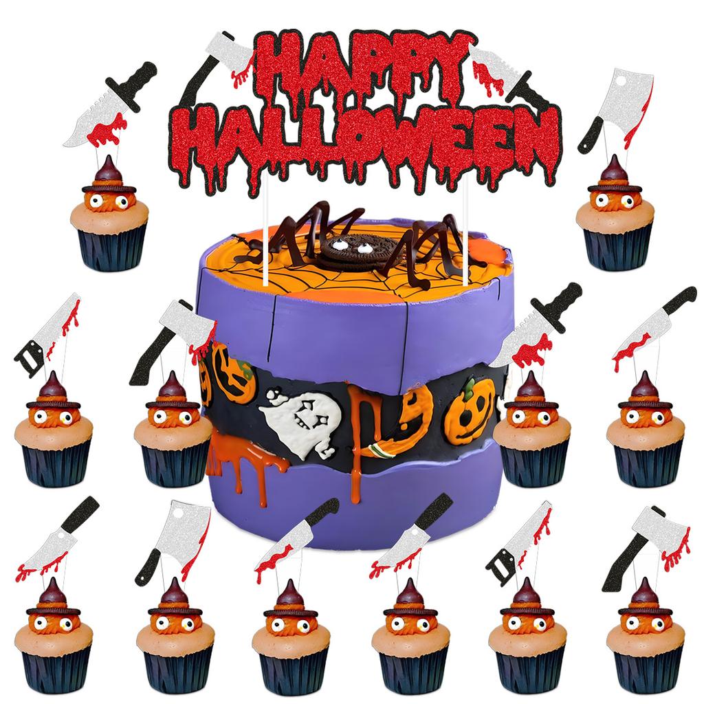 Halloween Bloody Horror Party Arrangement Bloody Handprint Birthday Flag Honeycomb Ornament Set