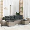 Garden Sofa Set with Cushions 6 Pcs Light Grey Poly Rattan