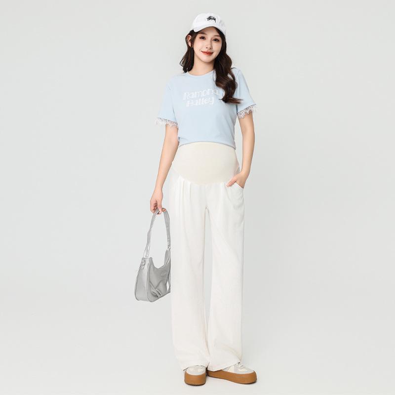 Summer 2026 Maternity Wide-Leg Pants with Belly Support - Casual Loose Fit XL
