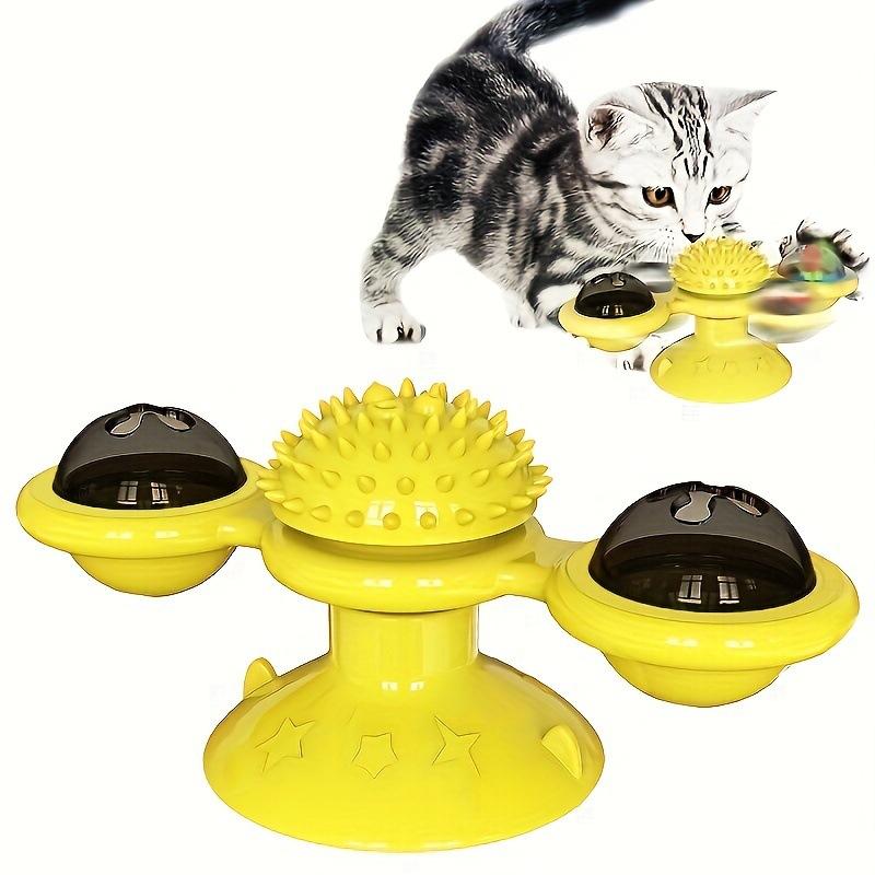Windmill Cat Toy – Interactive Puzzle Toy for Cats with Whirligig Turntable, Kitten Brush Teeth Game, Rotating Pet Supplies