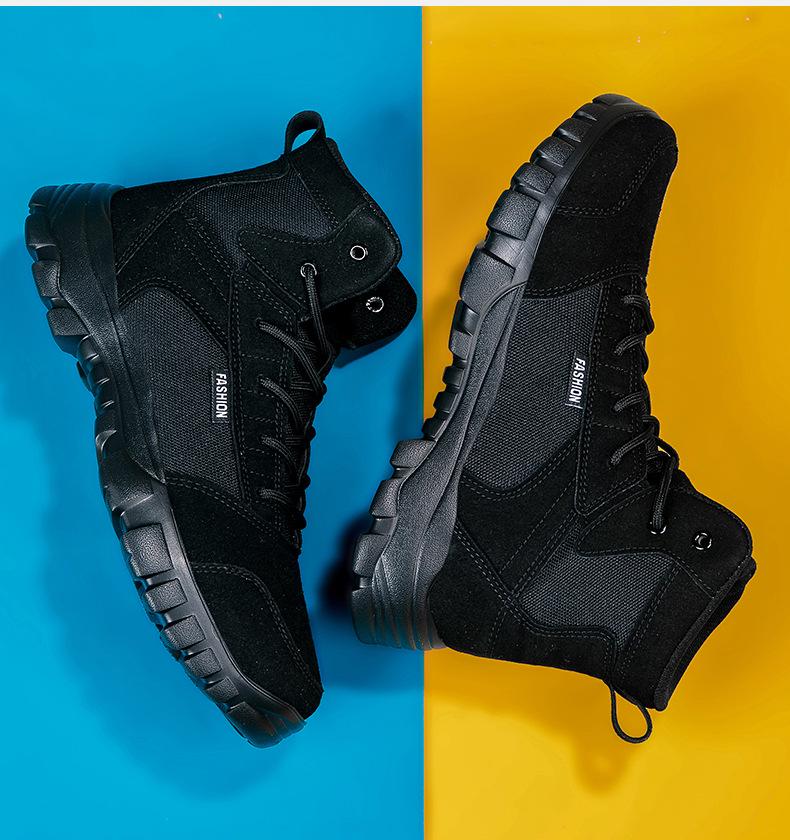 Plus Size Men's High-Top Outdoor Combat Boots - Ultra-Light, Cold Cement Outsole, Autumn/Winter Style
