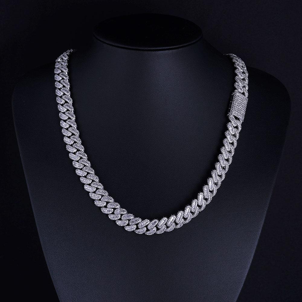 Hip-Hop Mode 12MM Diamant Exquisite Kubanische Kette Quadratischer Und Runder Stein Gemischt Gefasst Mit Kupfer Zirkon Glänzende Halskette