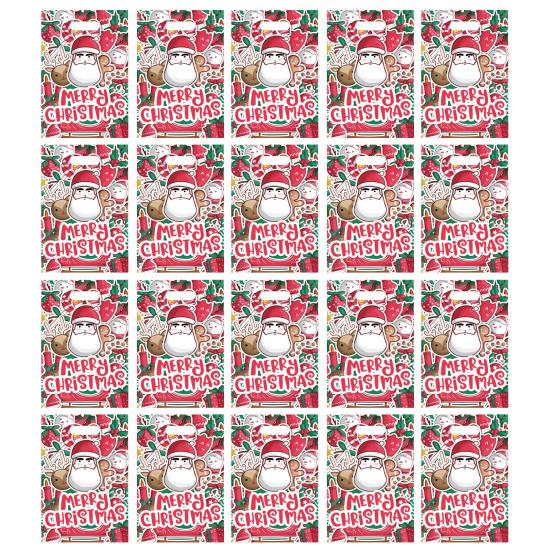 20Pcs Christmas Gift Bag Festive Candy Cookie Bag Santa Claus Deer Pattern Packaging Bag for Holiday Decor