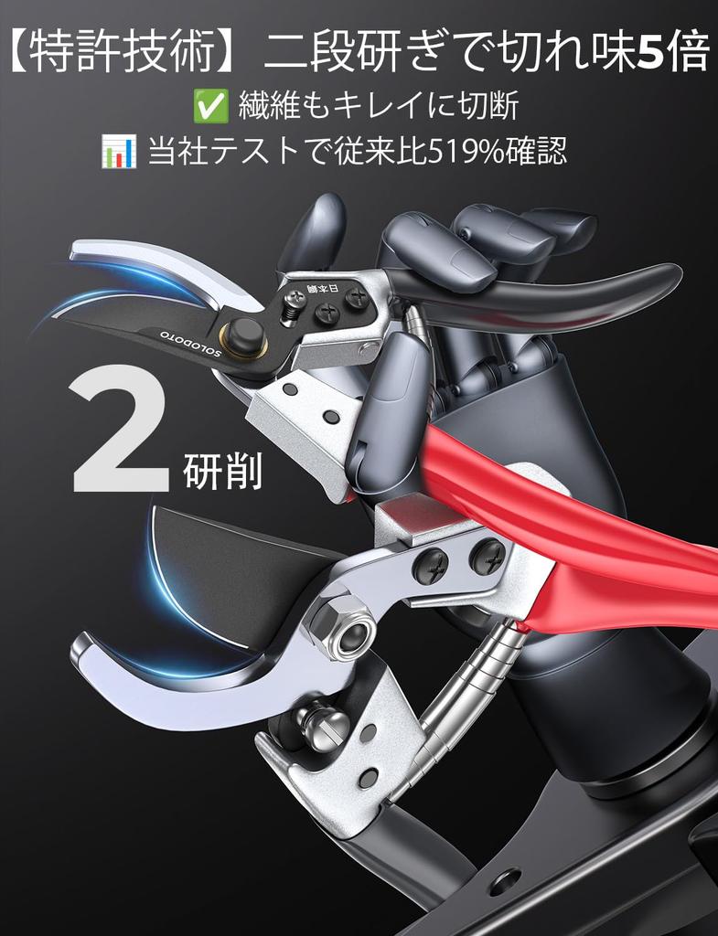 SOLODOTO Pruning Shears Lightweight Pruning Shears German 5 Times Sharper Japanese 6 Times More Durable Ergonomic Aluminum Alloy Grip for Reduced