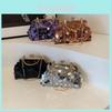 Elegant Vintage Fashion Handbag For Women 2024 Summer New High-end Sequin Shoulder Bag Stylish Crossbody Bag