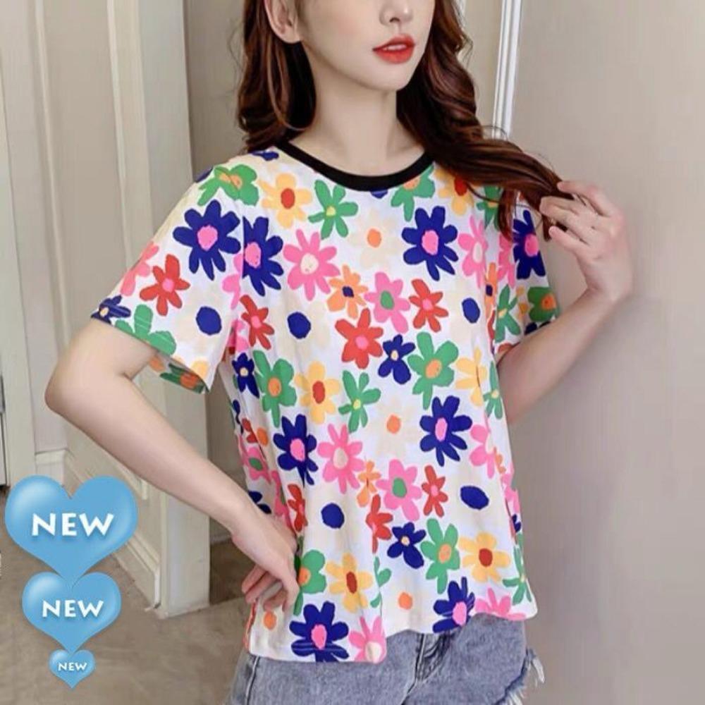 

Женская футболка с коротким рукавом и принтом, удобный топ, подходящий ко всему, лето 6XL