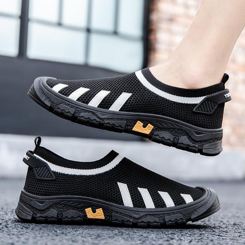 Men's shoes summer lazy one pedal low-top breathable fly-woven mesh wading hiking shoes new fashion casual shoes men