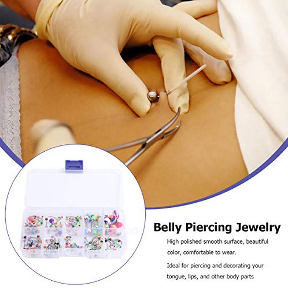 110-Piece Mixed Color Piercing Jewelry Set: Acrylic Tongue, Nose, Eyebrow, and Lip Studs