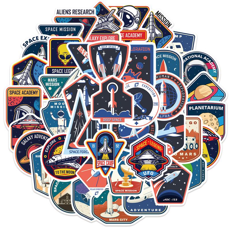 52Pc Skateboard Stickers Astronauts In Space Stickers Skateboard Extreme Sports Stickers Trolley Case Guitar Mug Notebook Trend Stickers