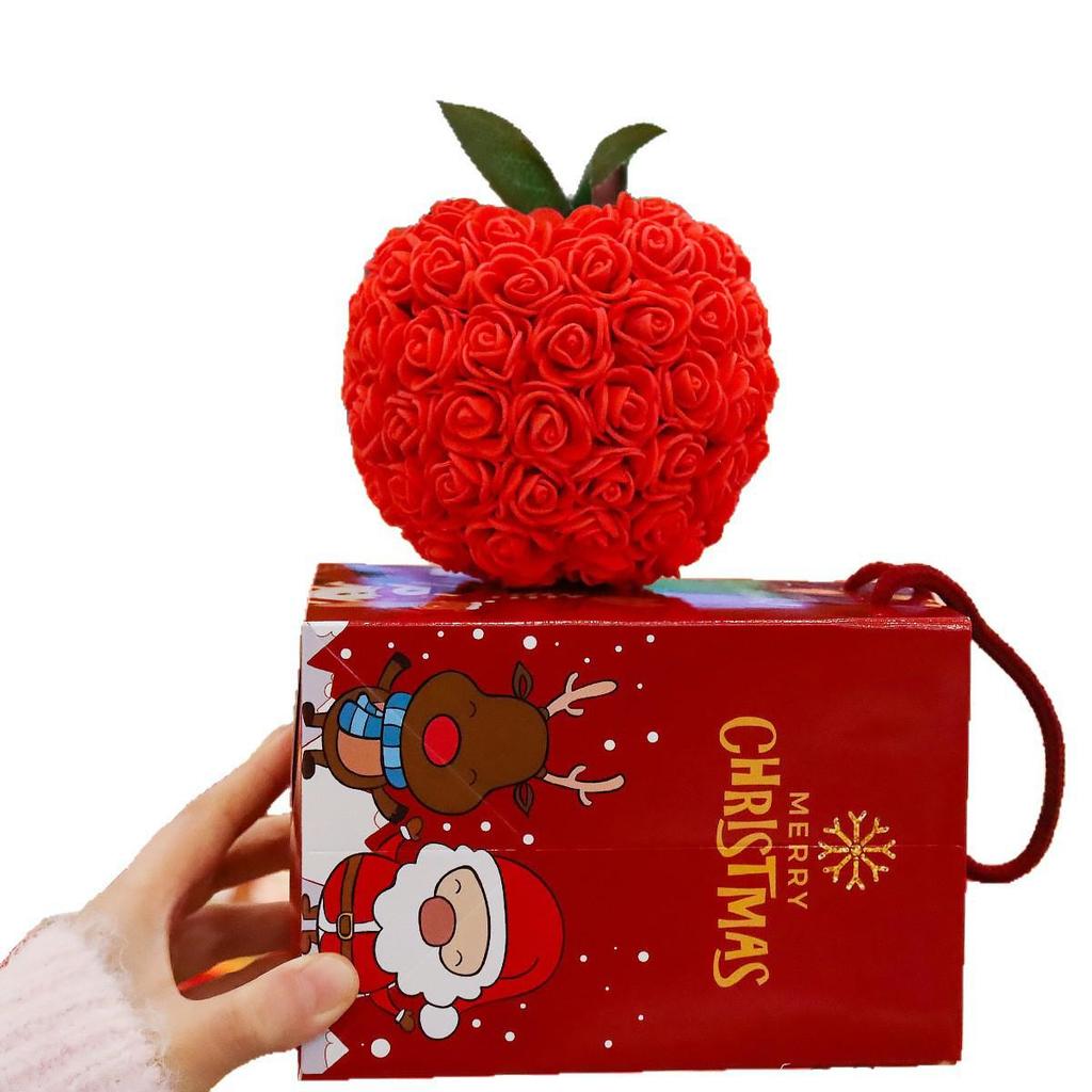 New Year's Eve Santa Claus Everlasting Flower & Peace Apple Gift Box Set for Kids