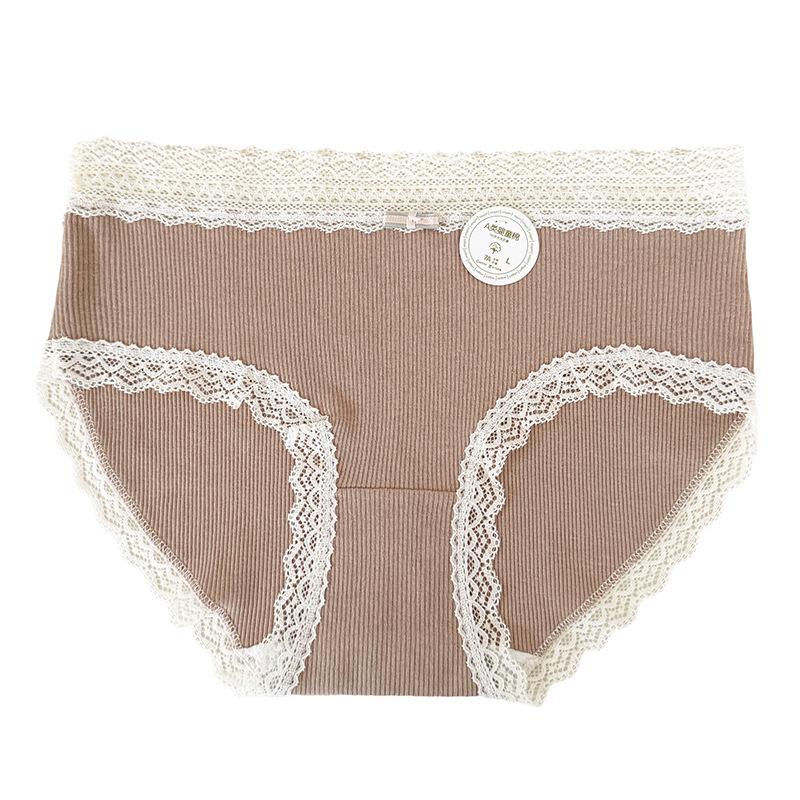 10A Antibacterial Lace Mid-Waist Women's Briefs: Pure Cotton, Skin-Friendly, Breathable, Comfortable for Young Girls
