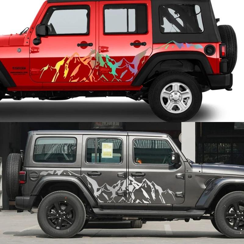 Car Side Stickers for Jeep Wrangler JK JL TJ YJ Mounta Model Automobile Door Vinyl Film Trim Decals Auto External Accessories